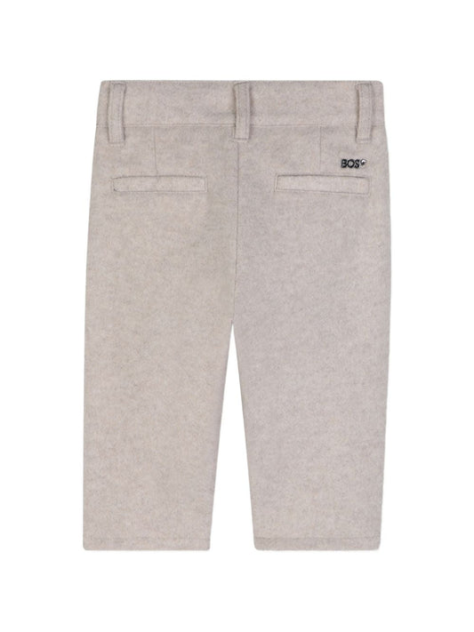 Pantalone baby in panno beige con dettagli logo Boss
