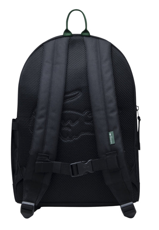 Zaino nero con dettaglio patch cucito Lacoste cucito frontale
