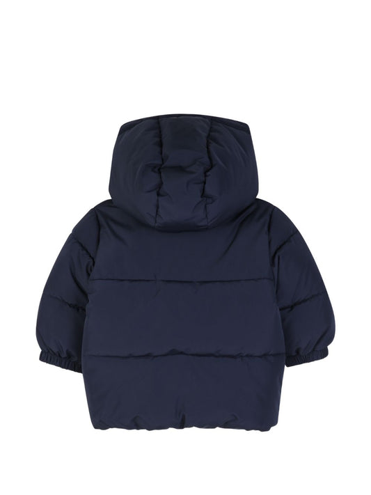 Piumino blu con patch logo Boss cucito frontale