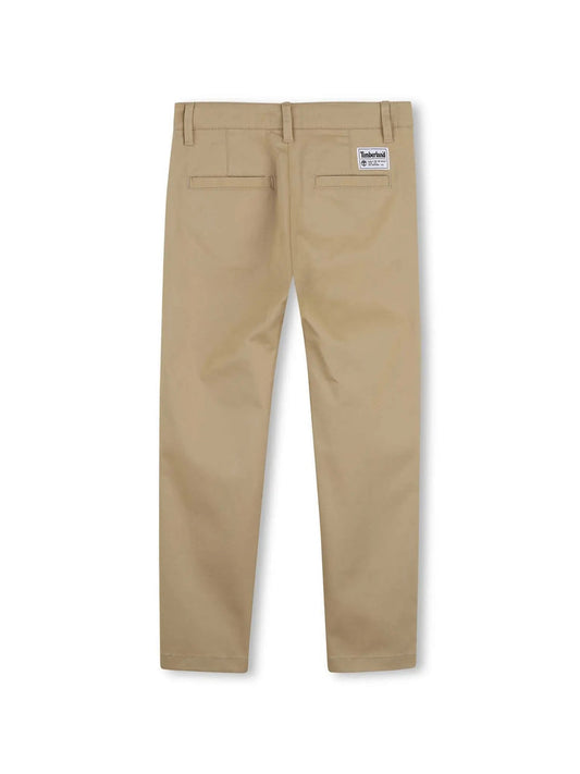 Pantalone beige cinque tasche con dettagli logo Timberland sul retro
