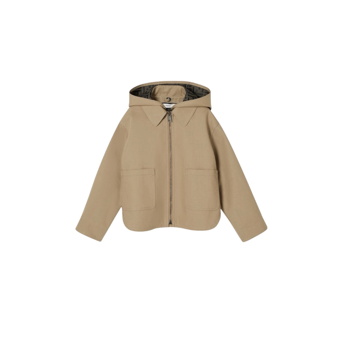 Giacca giubbino beige con dettaglio logo FF Fendi all'interno