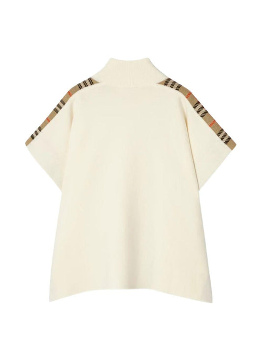 Mantella baby bianca con dettagli logo Burberry