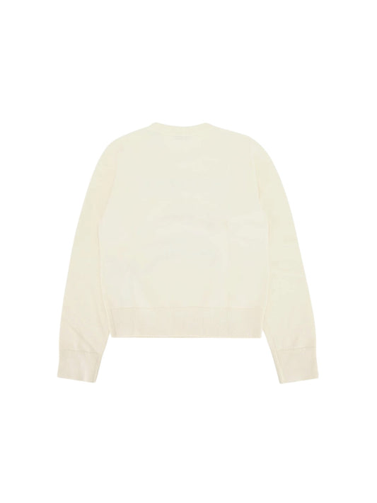 Maglione beige con logo Burberry ad intarsio e contrasto frontale