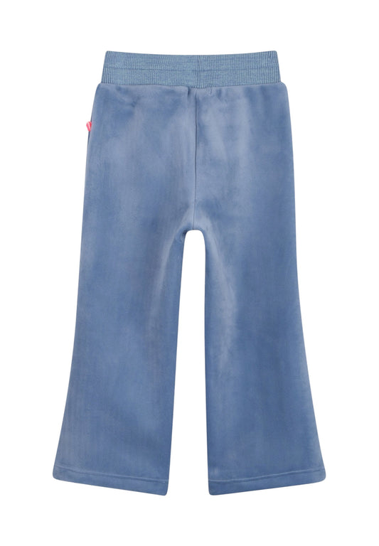 Pantalone in ciniglia azzurro con dettaglio logo Billieblush