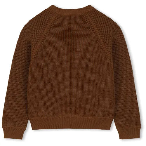 Maglione in cotone marrone con patch logo Timberland