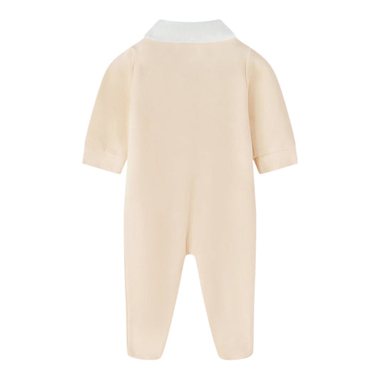 Tutina beige in felpa con orso applicato e dettagli Nanan