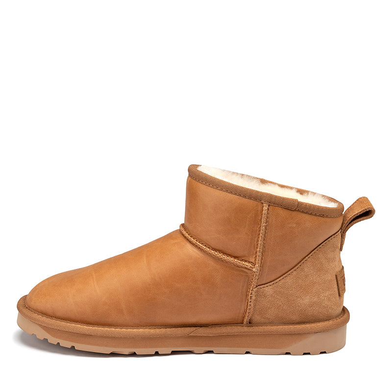 Mini Oiled Leather Ugg Boots