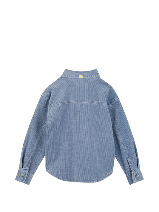 Camicia a costine in velluto azzurro con dettagli cuciti Billieblush