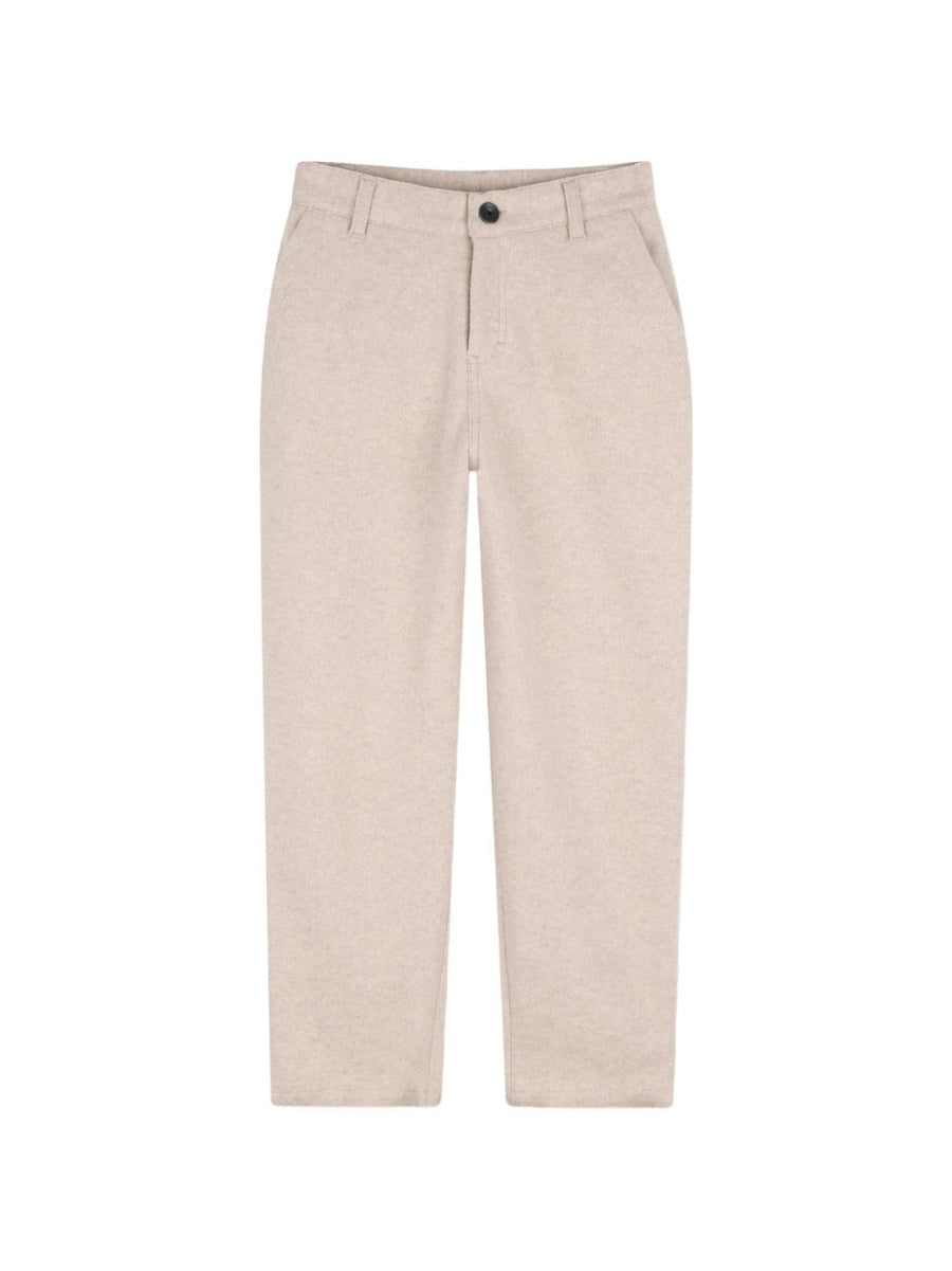 Pantalone in panno beige con dettagli logo Boss