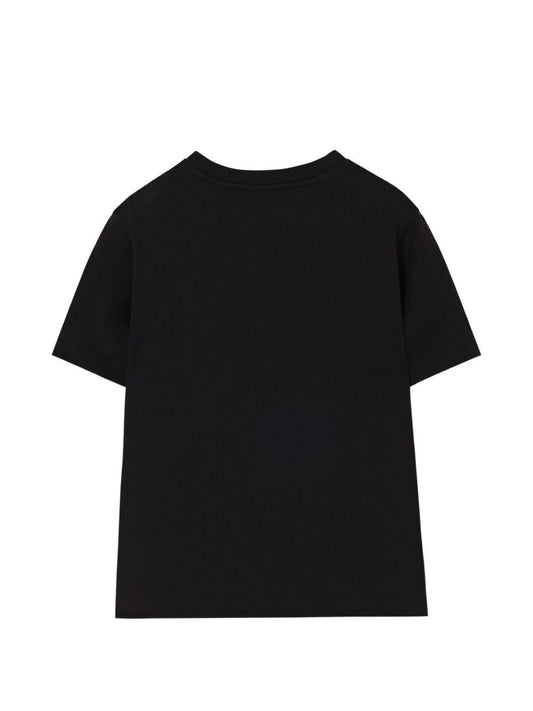 T-shirt nera con stampa logo Burberry frontale