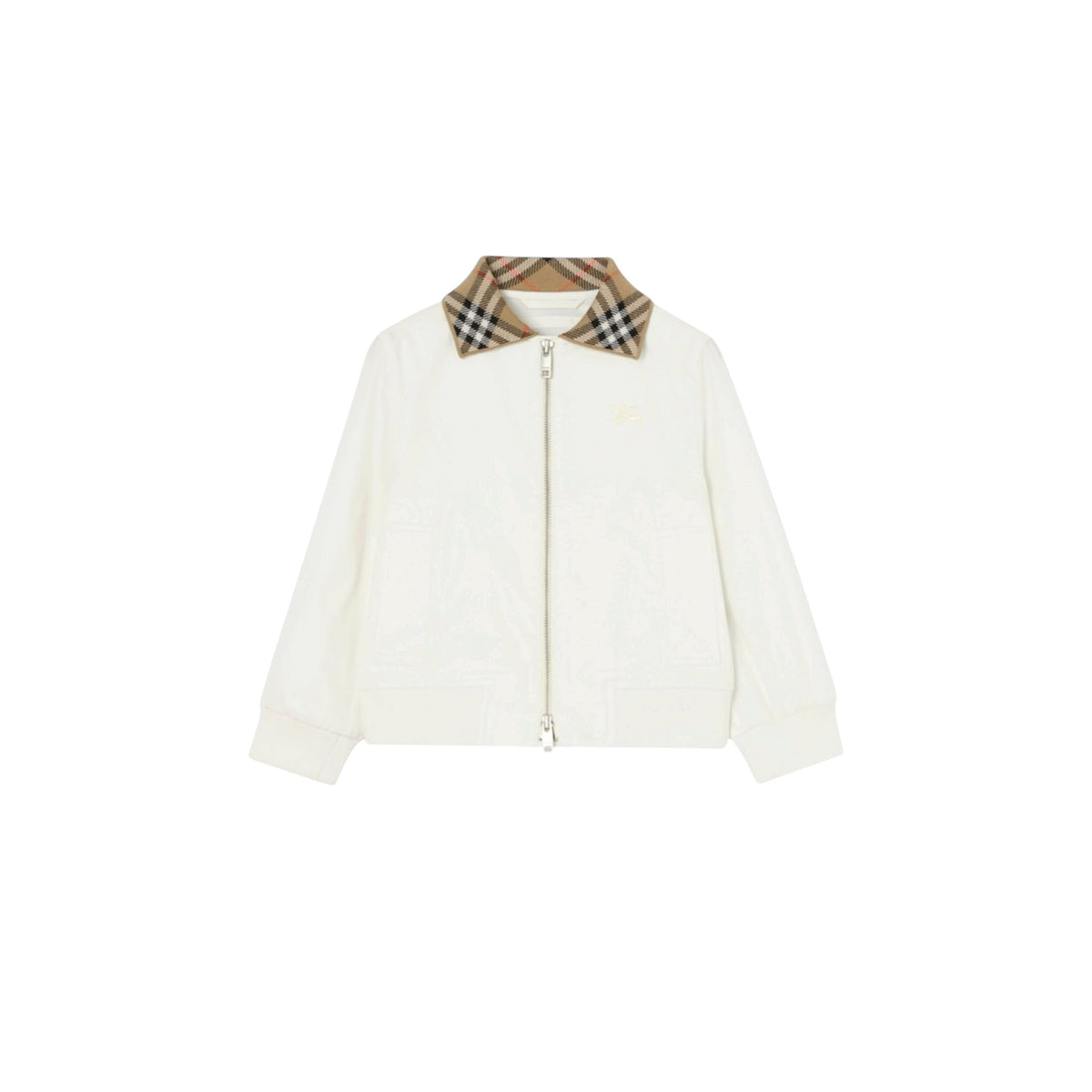 Felpa in cotone bianca con collo logato Burberry