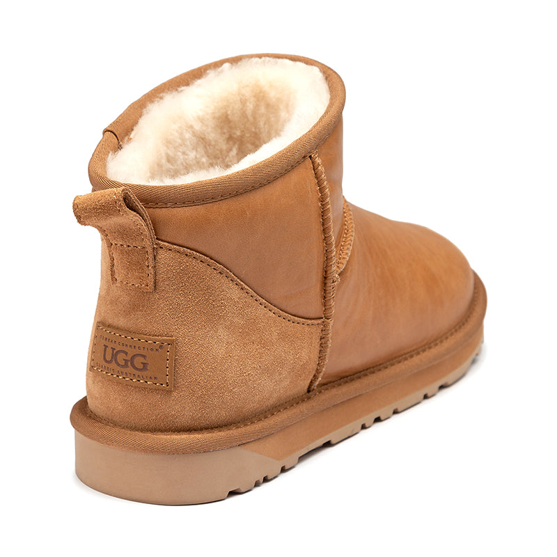 Mini Oiled Leather Ugg Boots