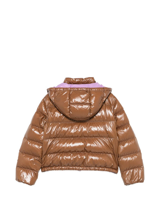 Giubbino New Andro marrone con dettaglio lilla e patch Moncler