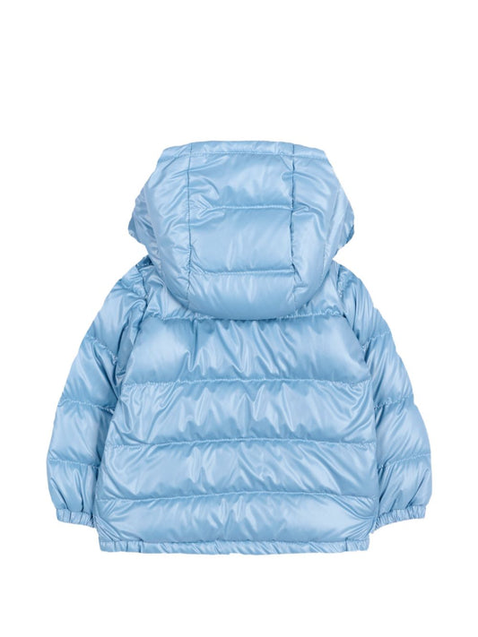 Giubbino Icarus azzurro baby con dettaglio patch Moncler