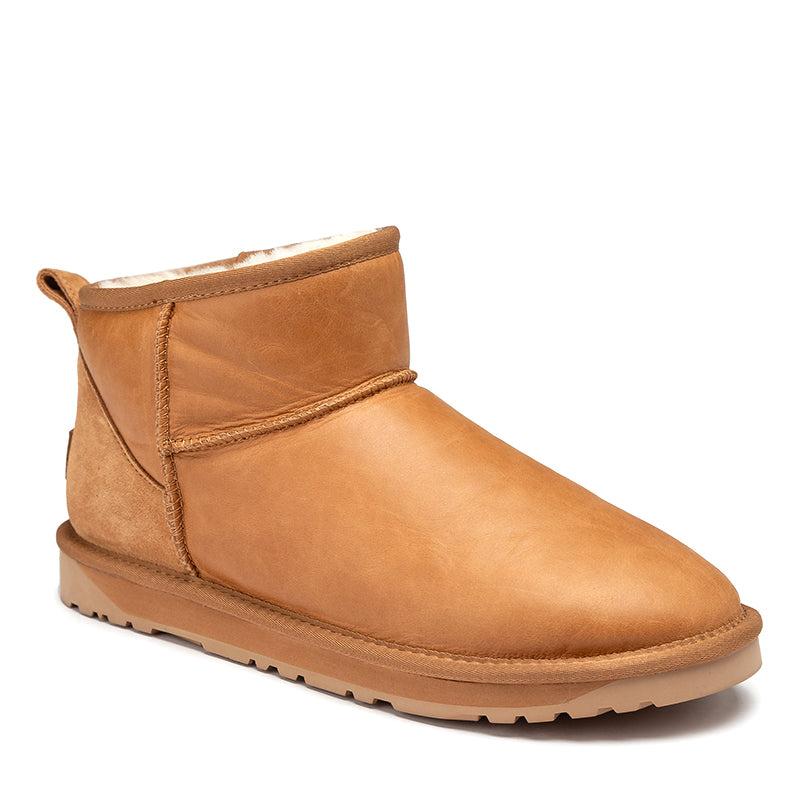 Mini Oiled Leather Ugg Boots