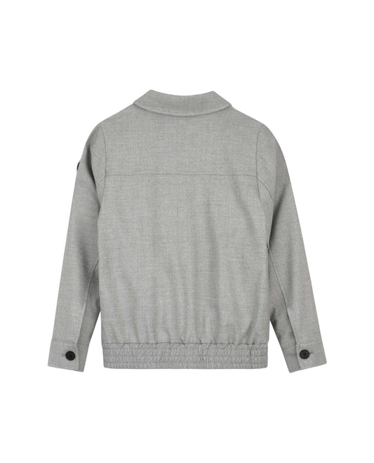 Giacca camicia grigia con patch logo in metallo Boss
