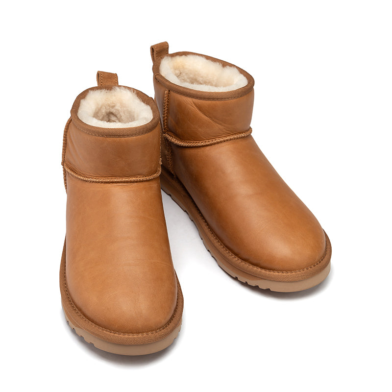 Mini Oiled Leather Ugg Boots