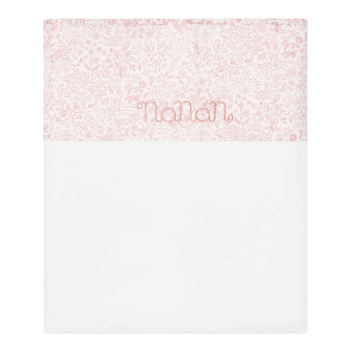 Coperta bianca in tessuto Liberty colore rosa