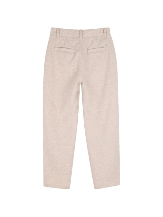Pantalone in panno beige con dettagli logo Boss