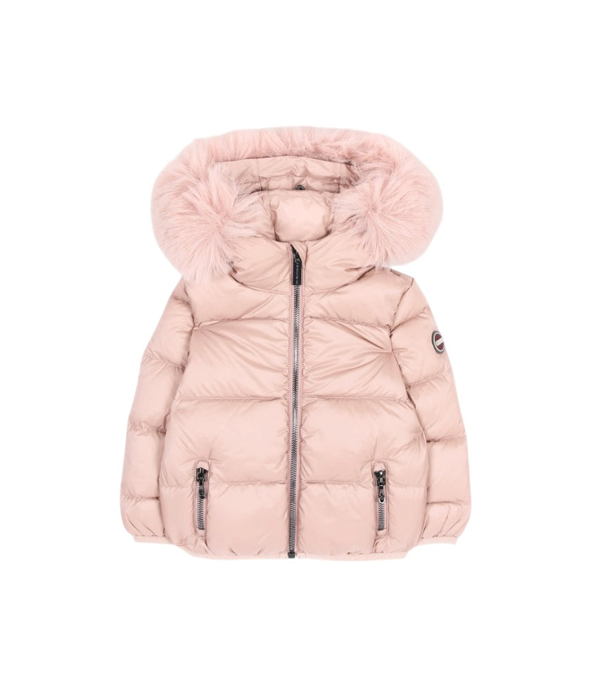 Giubbino rosa baby con pelliccia e dettaglio logo Colmar