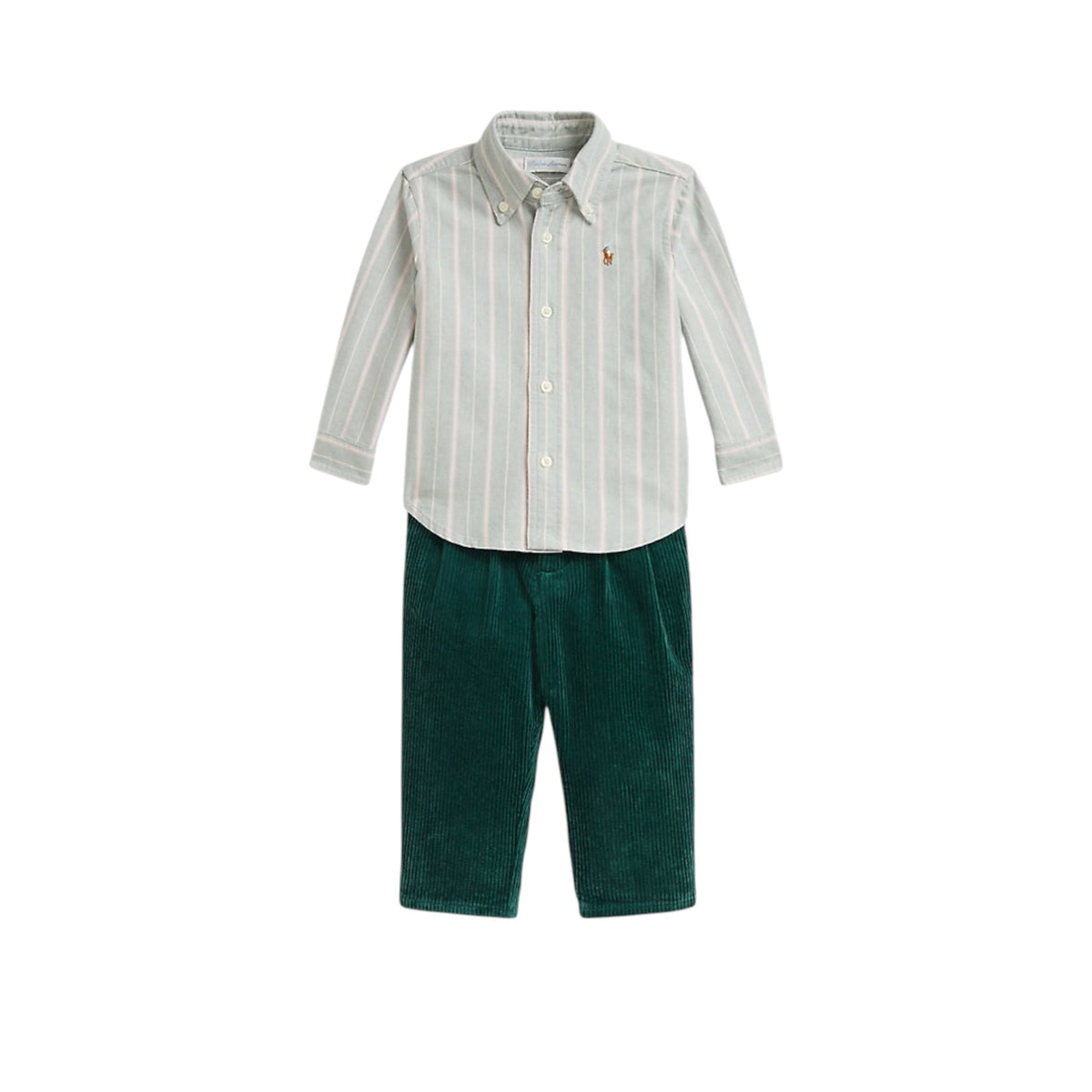Completo camicia e pantalone verde con dettagli Ralph Lauren
