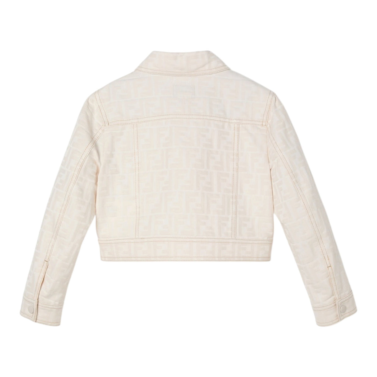 Giacca camicia cropped in cotone panna con logo Fendi