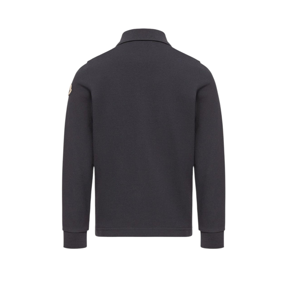 Polo blu con patch logo Moncler sulla manica