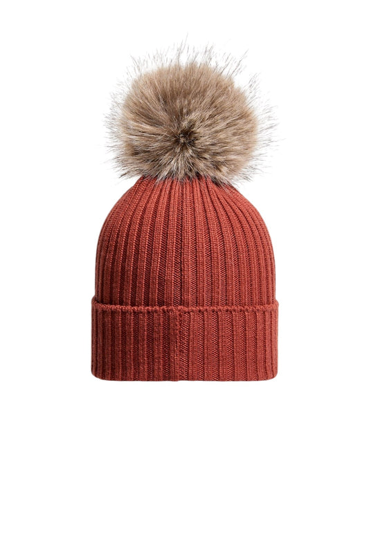 Cappello rosso con pompom e patch logo Moncler