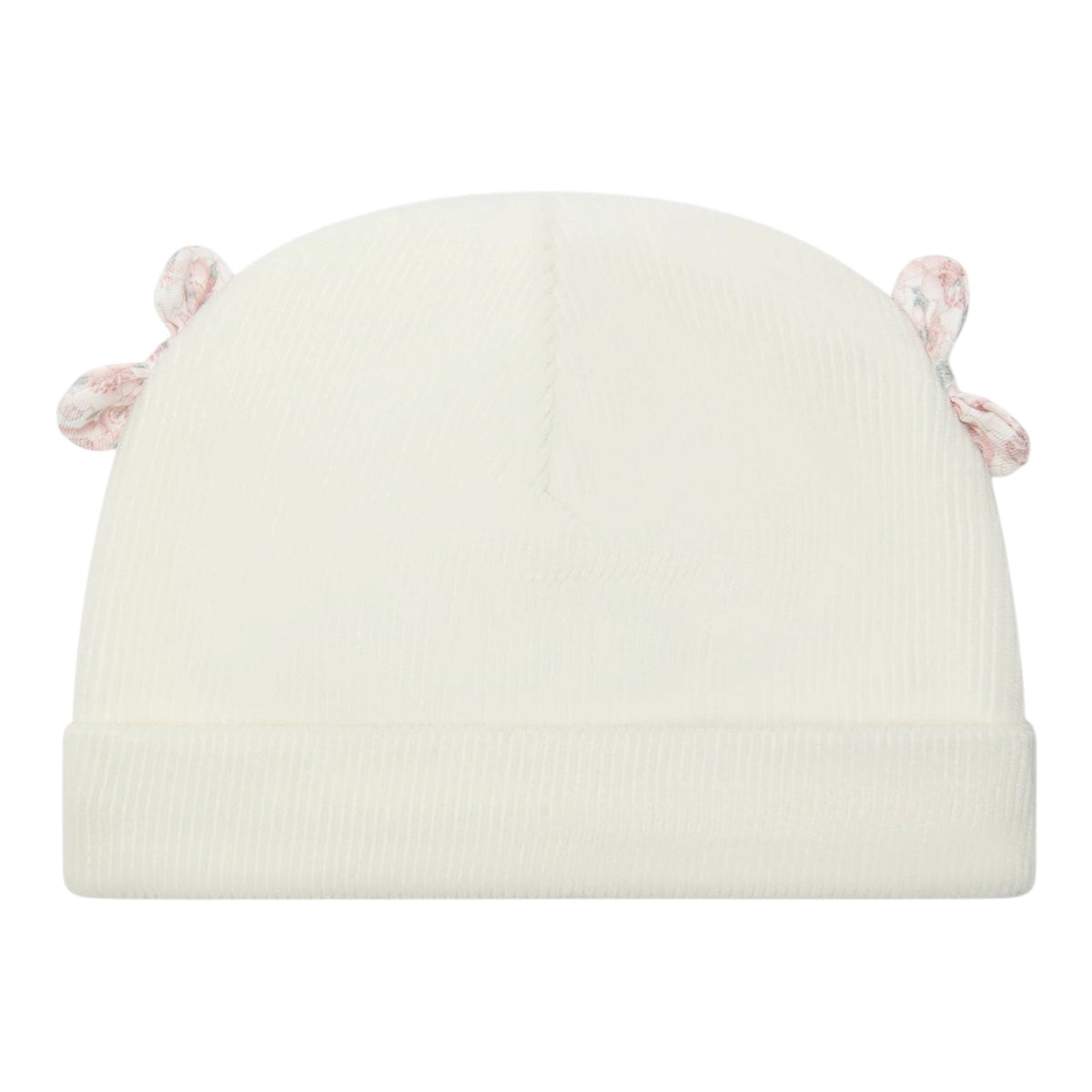 Cappello bianco in ciniglia a coste con fiocchetti Nanan