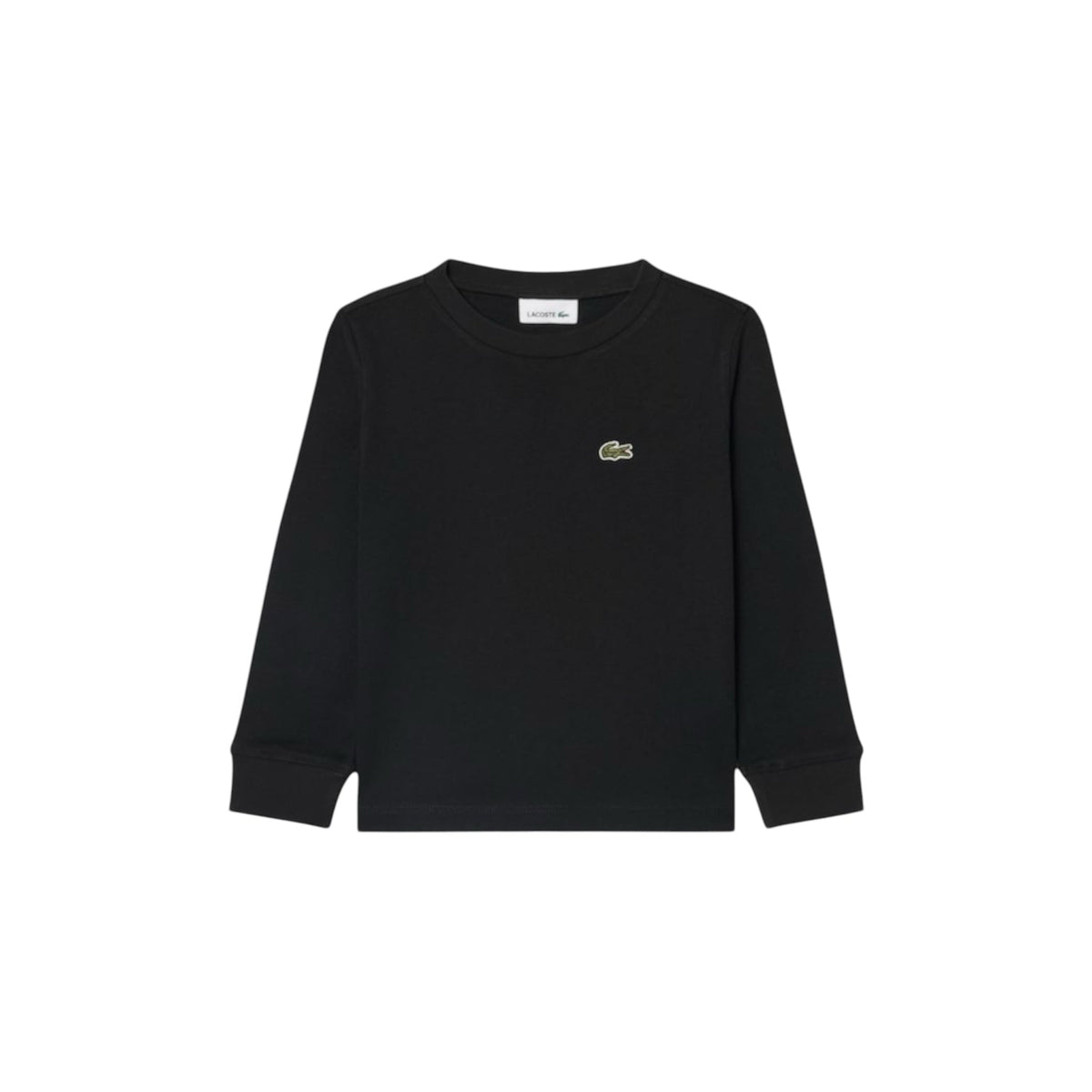 T-shirt manica lunga nera con patch logo Lacoste