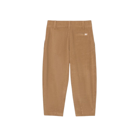 Pantalone a costine mattone con patch logo Lacoste