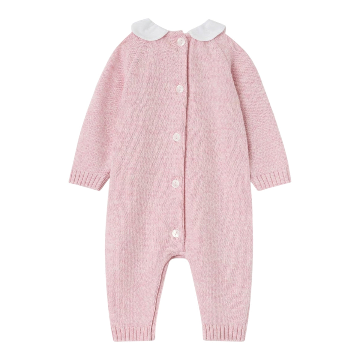Tutina rosa in filo misto cashmere con dettagli logo Nanan
