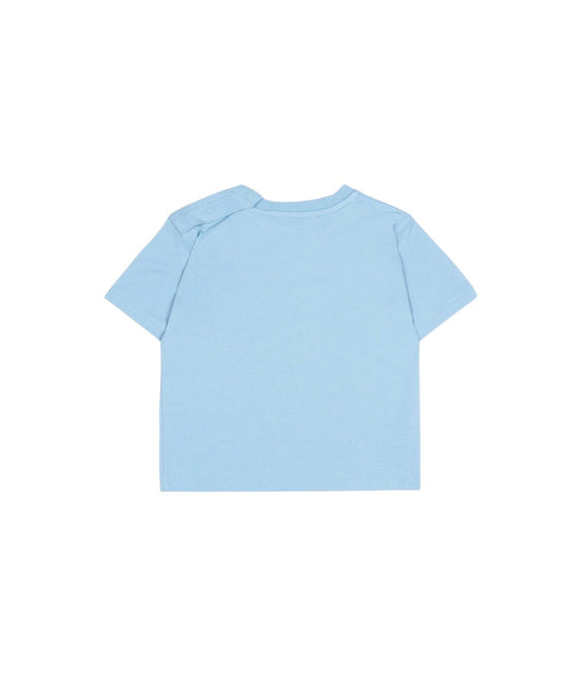 T-shirt baby azzurra con stampa logo Burberry frontale
