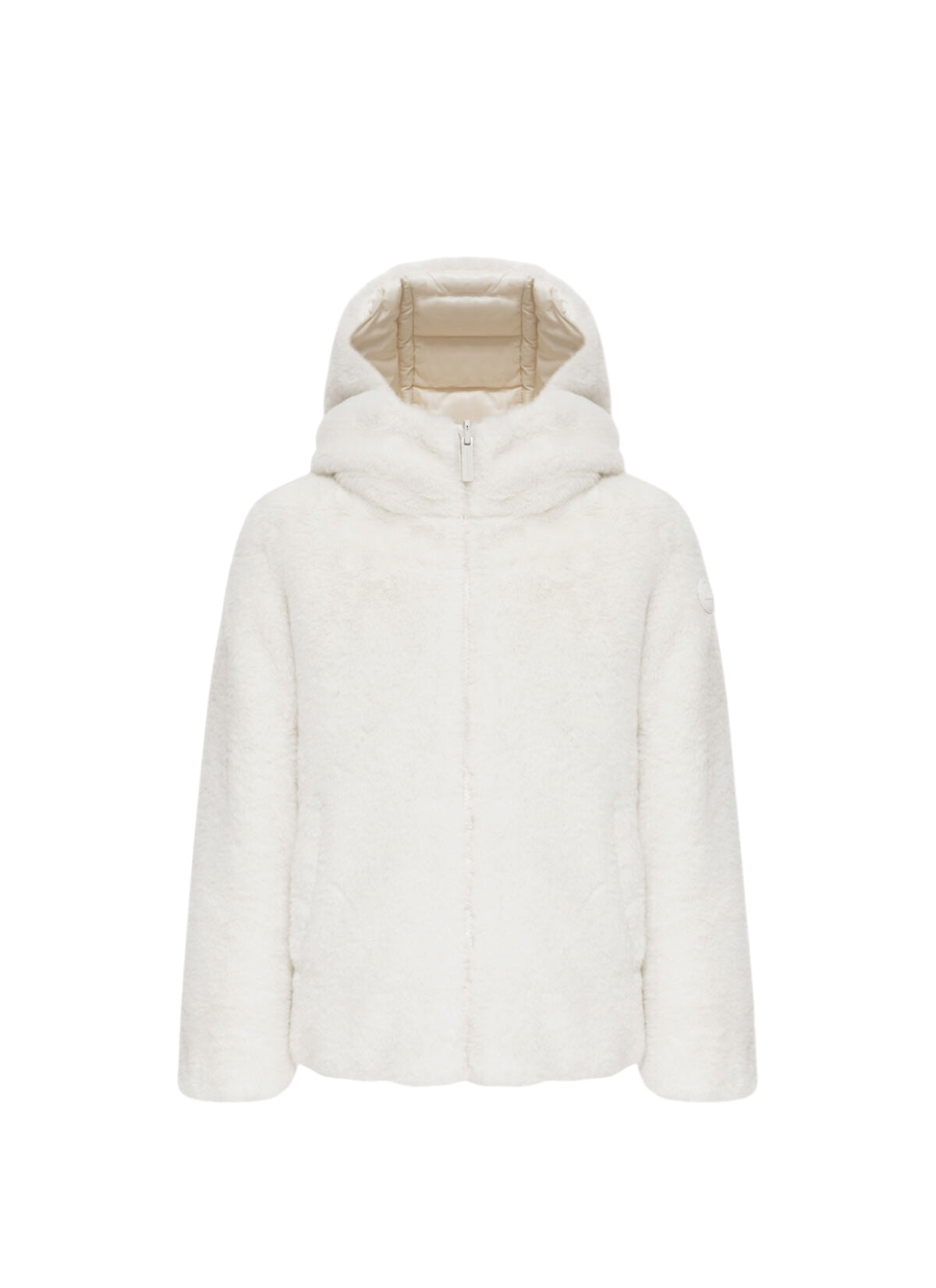 Giubbino pelliccia reversibile panna con dettagli logo Colmar