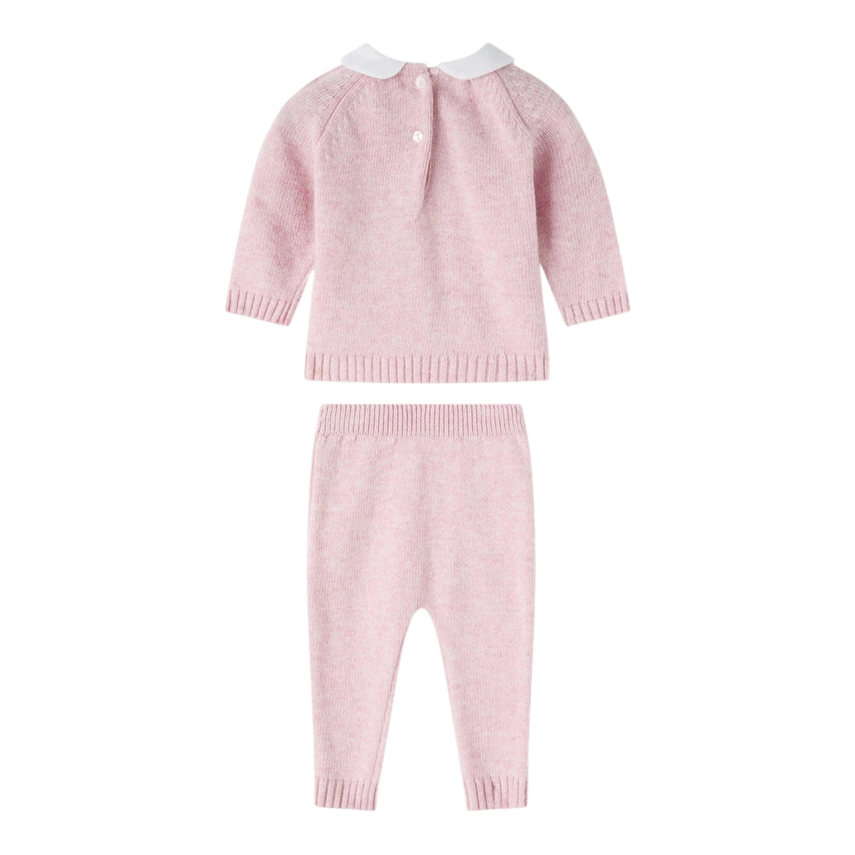 Completo rosa 2 pezzi in filo misto cashmere con dettagli logo Nanan