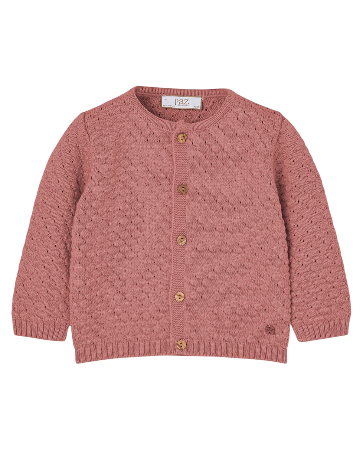 Cardigan rosa ad intarsio con dettagli logo Paz Rodriguez