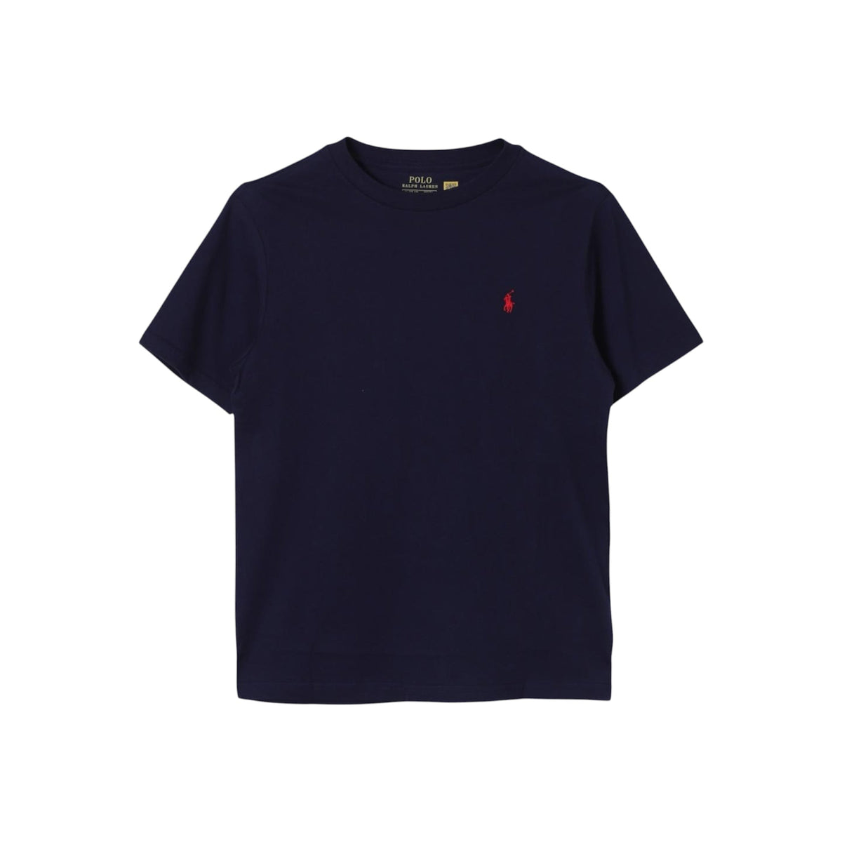 T-shirt in cotone blu con logo Ralph Lauren cucito frontale
