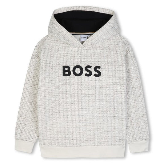 Felpa beige con cappuccio e con dettagli logo Boss
