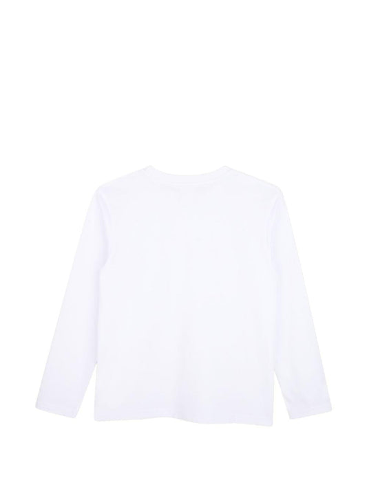 T-shirt bianca manica lunga con logo a contrasto Givenchy