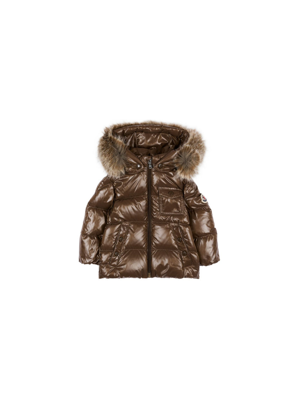 Giubbino K2F marrone baby con dettaglio patch Moncler