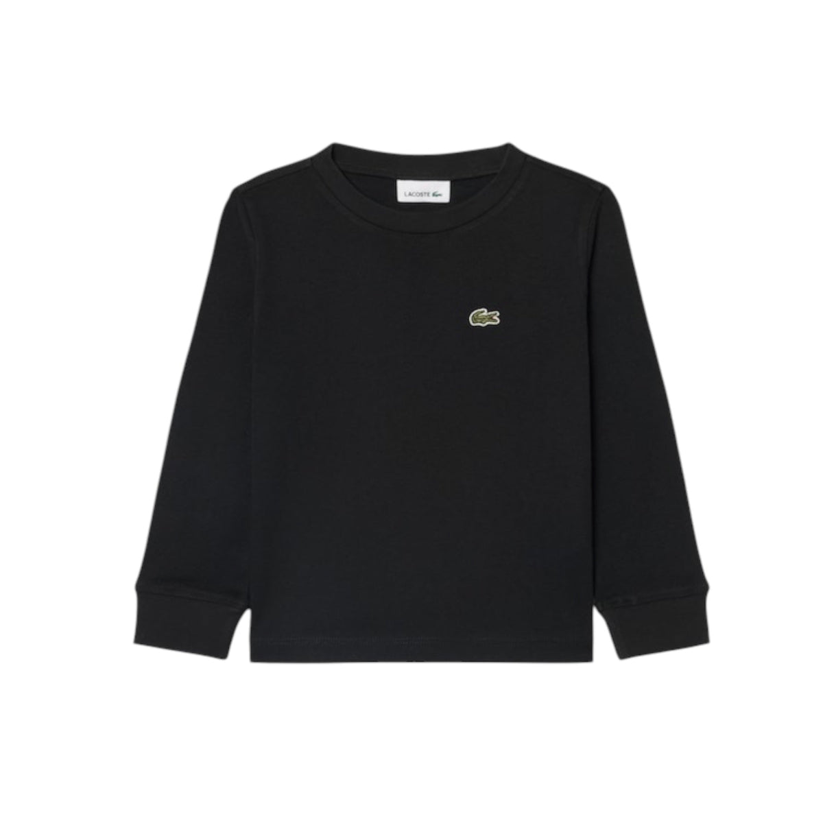 T-shirt manica lunga nera con patch logo Lacoste
