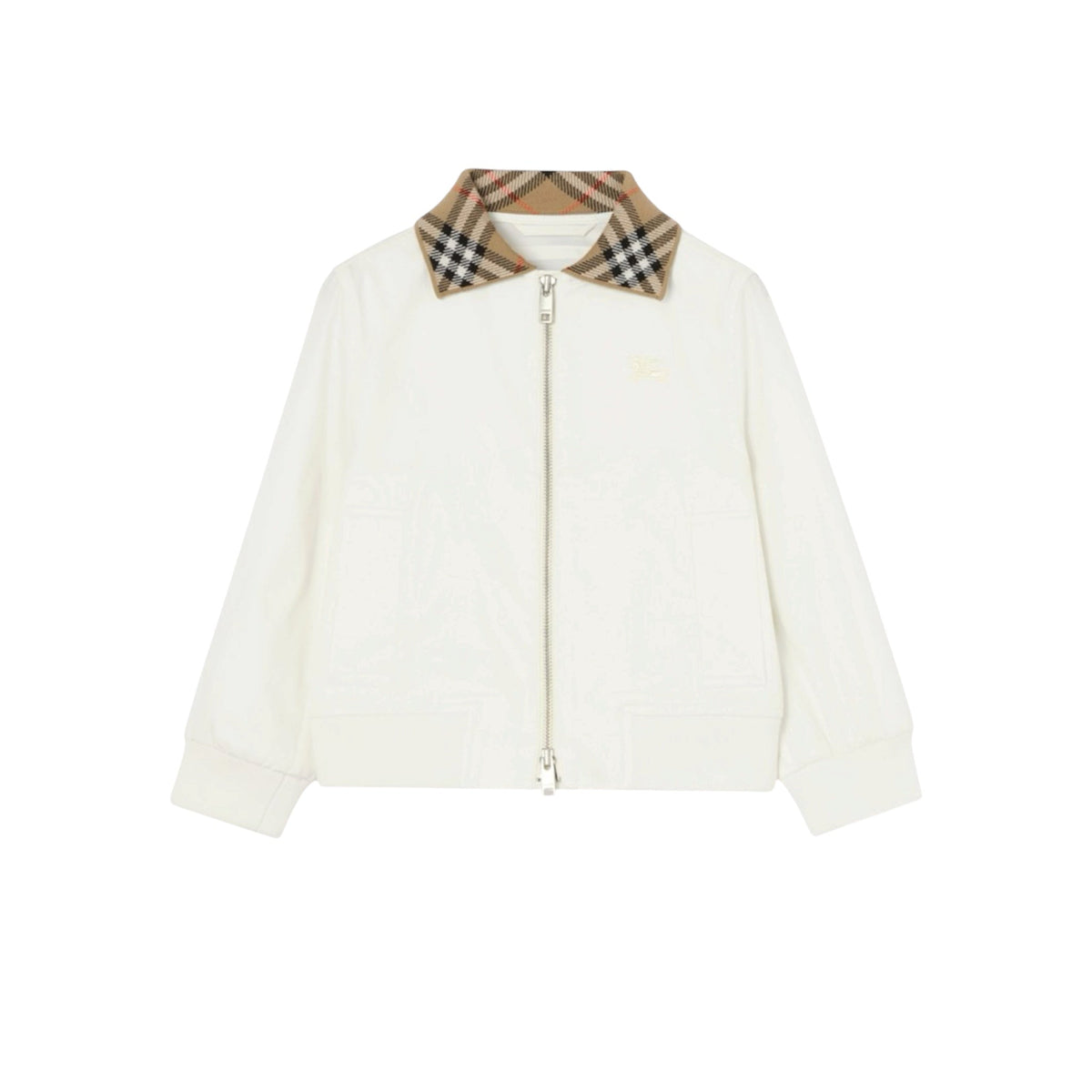 Felpa in cotone bianca con collo logato Burberry