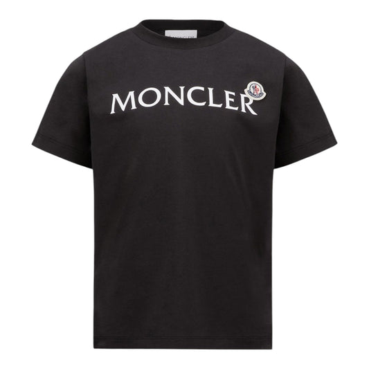 T-shirt nera con logo classico Moncler a contrasto