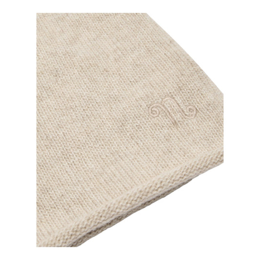 Cappello beige in filo misto cashmere con nodino e dettaglio logo Nanan