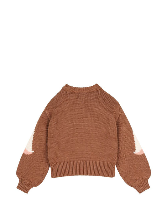 Maglione marrone con dettagli logo Chloé frontali