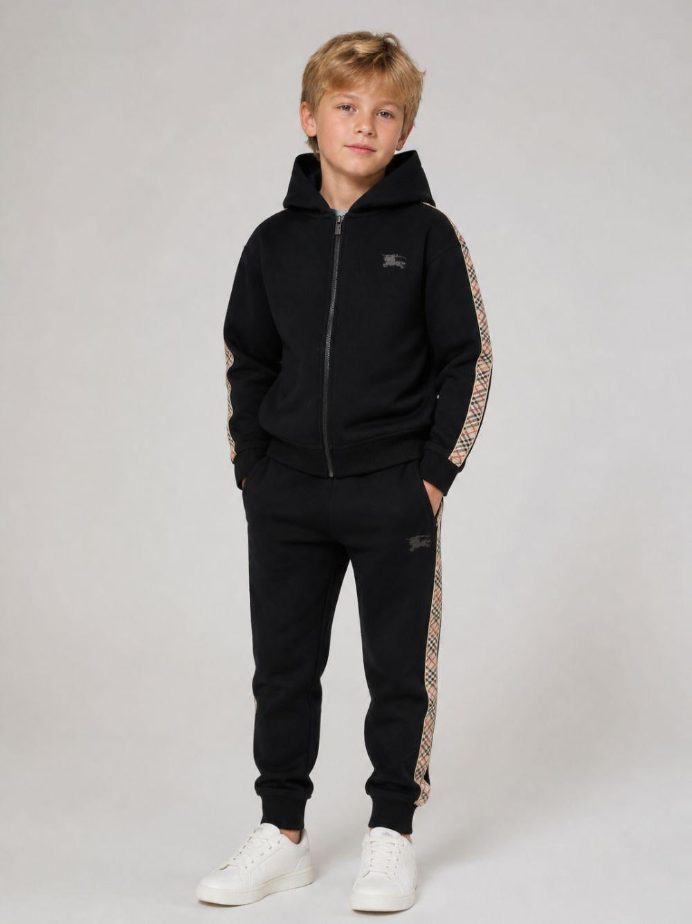 Pantalone nero con dettagli check Burberry