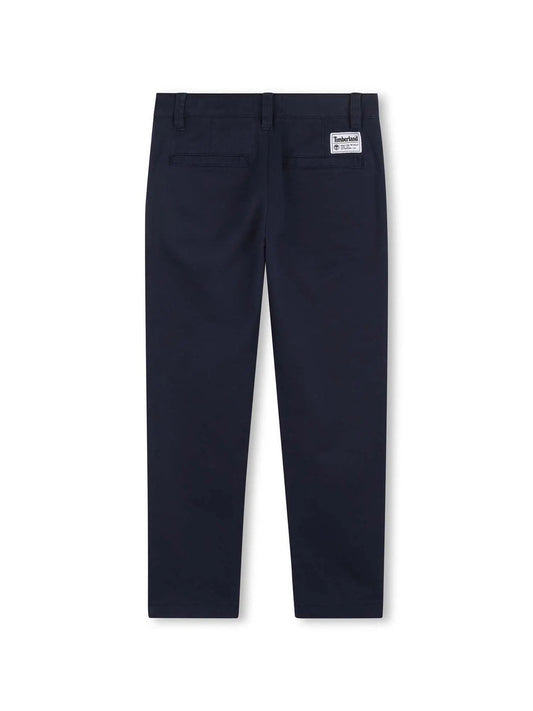 Pantalone blu cinque tasche con dettagli logo Timberland sul retro