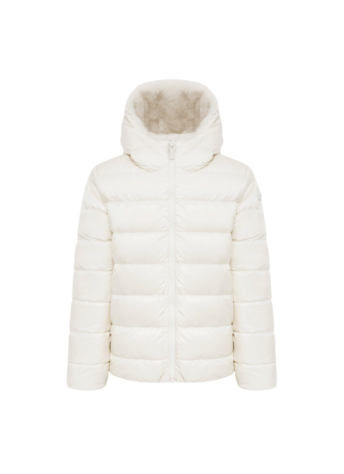 Giubbino pelliccia reversibile panna con dettagli logo Colmar