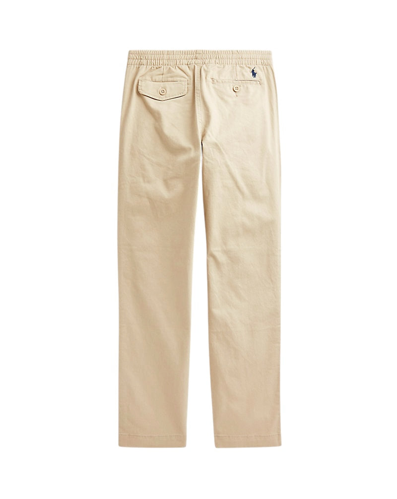 Pantalone beige con dettaglio logo Ralph Lauren cucito a contrasto