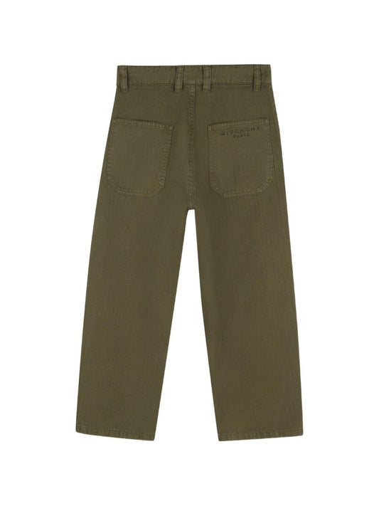 Pantalone verde con dettagli logo Givenchy cuciti sul retro